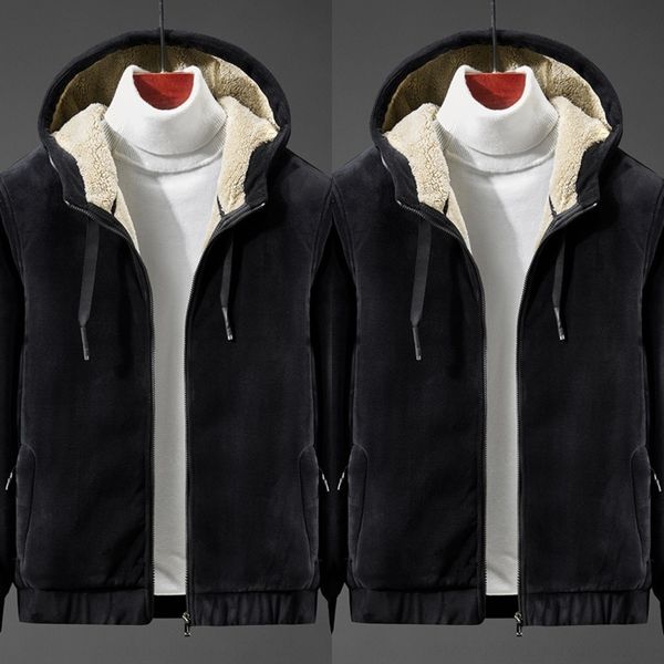 

vbkti winter fattening plus dalian hat men's cardigan silver coat sweatersweater sweater fox cashmere coat thick men plush cashmere bul, Black