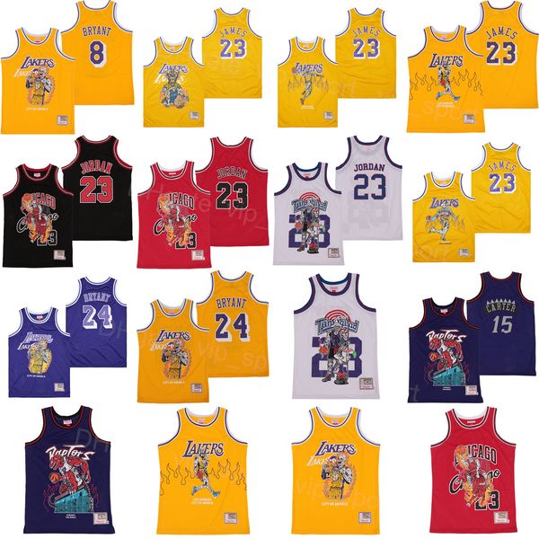 Homens Filme Basquete Vince Carter Skull Lebron James Jersey 15 23 Colégio Preto Branco Vermelho Vermelho Amarelo Roxo Cor Cor para Desporto Fãs Hiphop Respirável Hip Hop