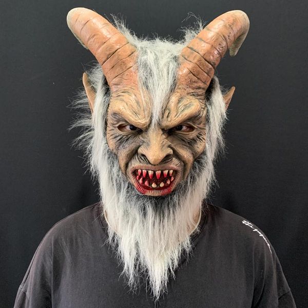 

party masks 2021 lucifer cosplay latex halloween costume scary demon devil movie horrible horn mask adults props