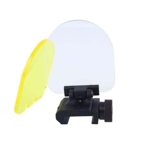 

hunting shooting eye protector kit foldable sight scope lens screen protector cover white & yellow shield and rail mount1