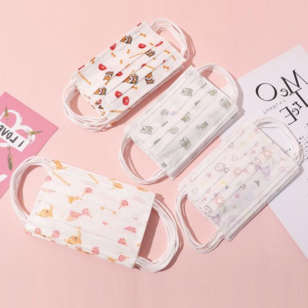 

cartoon kids non-woven mask face disposable children masks protective anti-pm2.5 3 layers breathable earloop with fast shipping