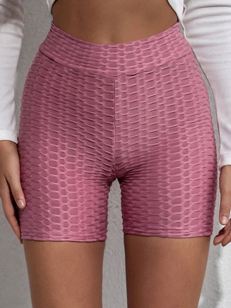 

honeycomb textured biker shorts o4cm#, Black