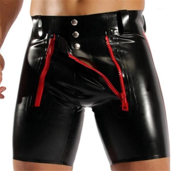 

wholesale-men's patent leather shorts,men's tight shorts,shiny patent leather stage performance shorts, unique rivet design shorts, White;black