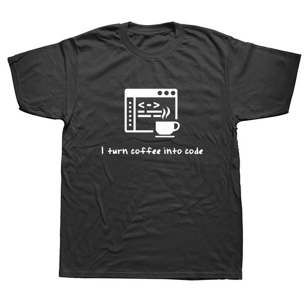 

science programmer i turn coffee into code funny summer cotton harajuku short sleeve streetwear black hoodie designers t shirts sweatshirt