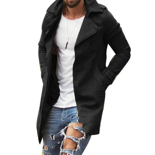 

lapel trench coat cardigan outwear overcoat 2020 new mens autumn solid color long sleeve casual warm jacket slim fit top, Tan;black