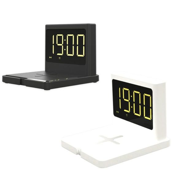 3 in 1 15W Uhr Drahtlose Ladegerät Drahtlose Lade Pad Drahtlose Ladestation Kalender Uhr Schnelle Ladung Für Iphone Samsung