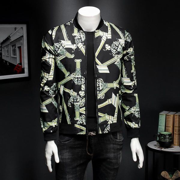 

men's jackets men floral 2021 plus size 5xl pattern jacket gold baroque mens party club jaqueta bomber moda hombre black, Black;brown