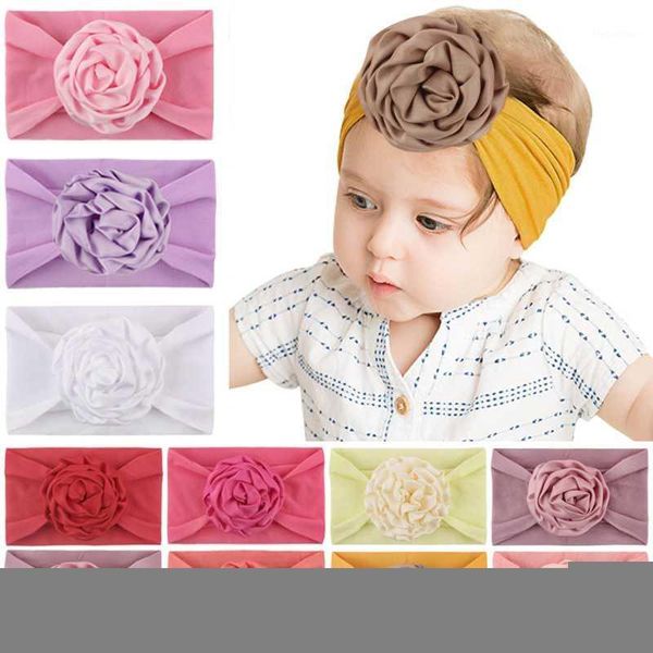 

hair accessories baby girl headbands cute big flower elastic born band solid color nylon girls headwear gifts1, Slivery;white
