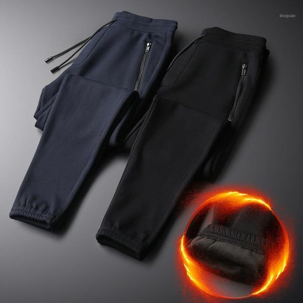 

casual pants men's new winter plus thick velvet casual pants - large size men 's beam leg sweatpants1, Black
