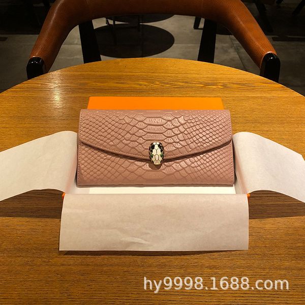

leather women's long new large capacity multi-function wallet cowhide snake embossed handbag