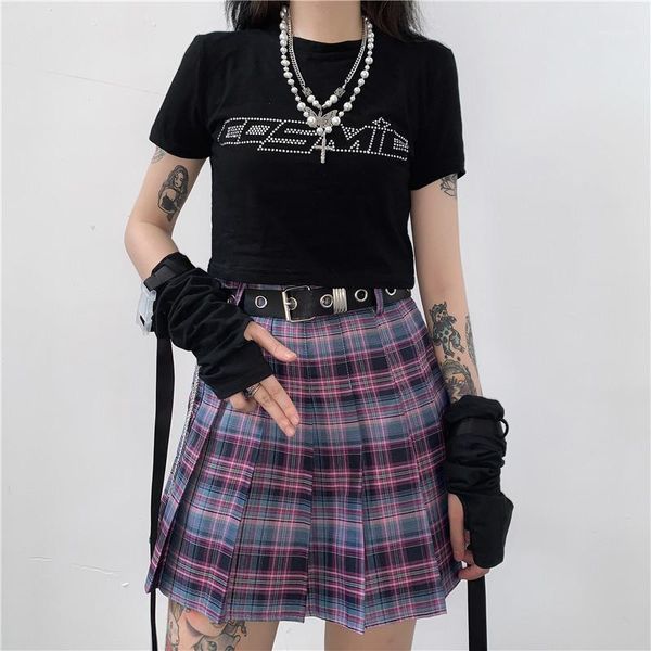 

women's skirt summer high-waisted dropshipping streetwear korean style aesthetic punk undefined kawaii harajuku gothic clothing1, Black