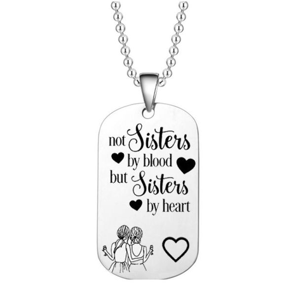 

friendship keychain stainless steel pendant necklace for women friends jewelry not sisters by blood but sisters qylshn, Black
