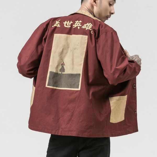 

autumn hero kanji japanese street cotton jacket black red hip hop1, Black;brown