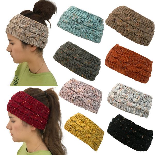

solid color headband hair wrap designer knitting sport wide elastic head bands empty beanies winter ear warmer crochet headwrap f110201, Black;white