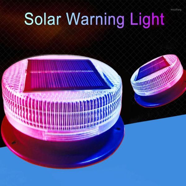 

solar warning light red blue alternating sensitive strobe flash 6 led safety lamp magnetic mounted outdoor for car vehicle night1