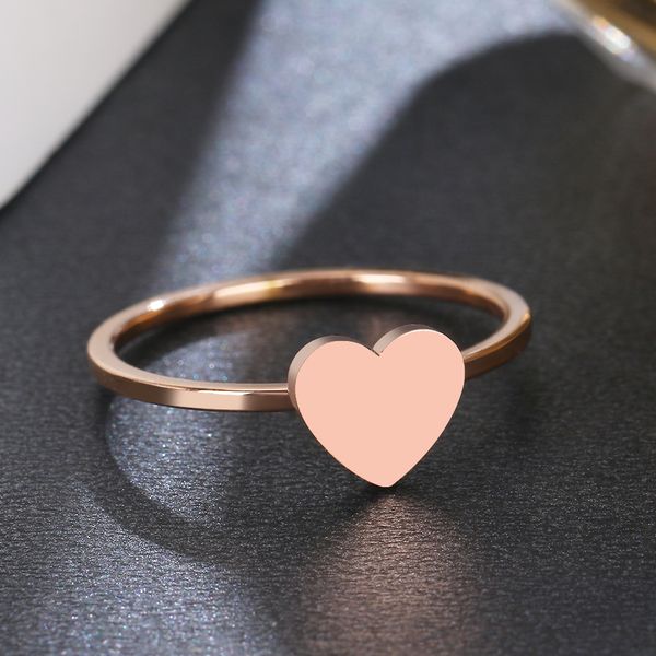 

316l stainless steel for women rings heart rose gold finger ring engagement simple jewelry party wedding gift, Silver