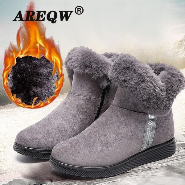 

plus size snow boots women plus velvet warm short boots winter thick cotton shoes non-slip cloth shoes wish mother, Black