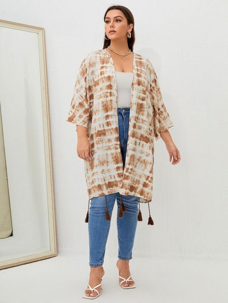 

plus tie dye kimono 02tc#, Black