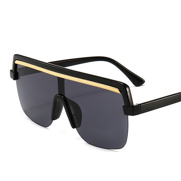 

luxury 2020 oversized vintage sunglasses womens brand designer big black square sunglasses half frame flat glasses men shade, White;black