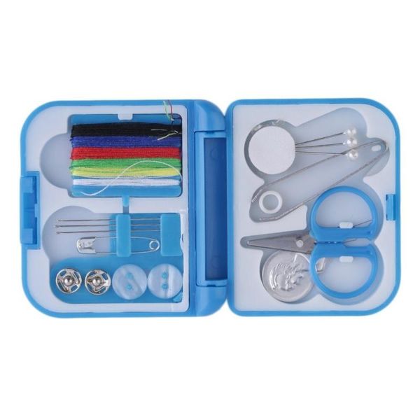 

sewing notions & tools complete thread needle scissor thimble mini plastic storage case kit tool, Black