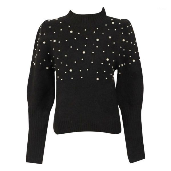 

new elegant sweaters for women korean chic exquisite beading pullovers sweater half turtleneck slim fit knitted clothes1, White;black