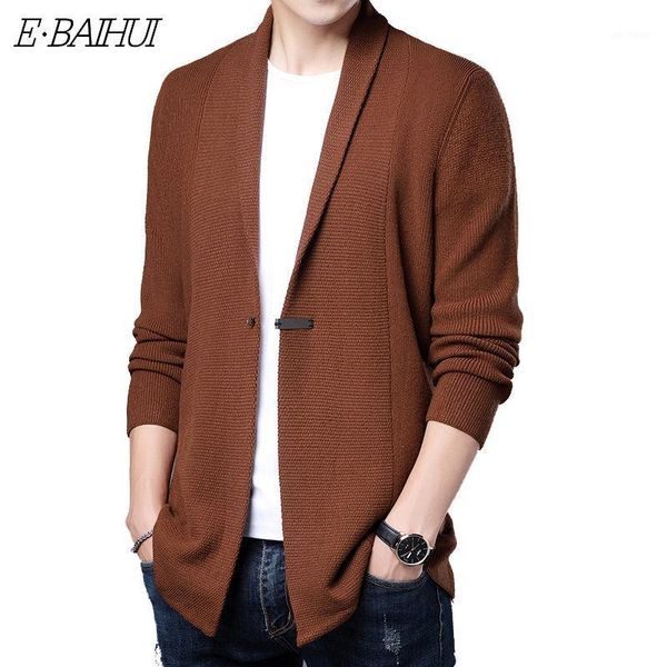 

e-baihui autumn new men's knitwear thin sweater small jacket fashion trend pure color knitted cardigan -3xl1, White;black