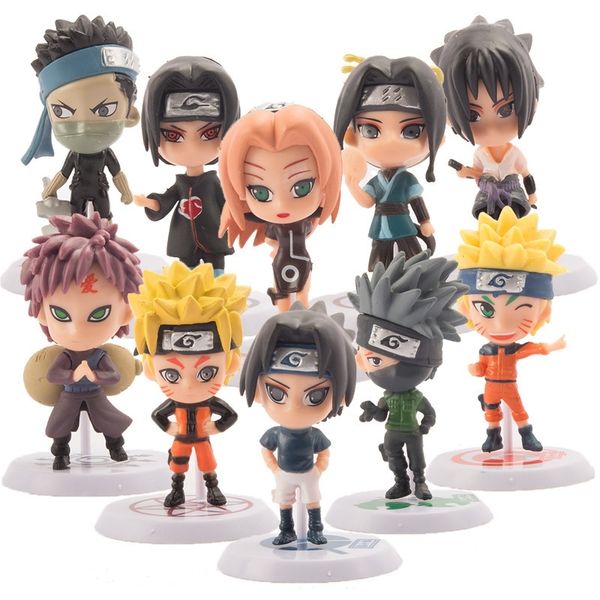 

10 pcs figurine naruto anime naruto figure toys sasuke kakashi sakura gaara pvc action figure toys model collection doll gift y200421