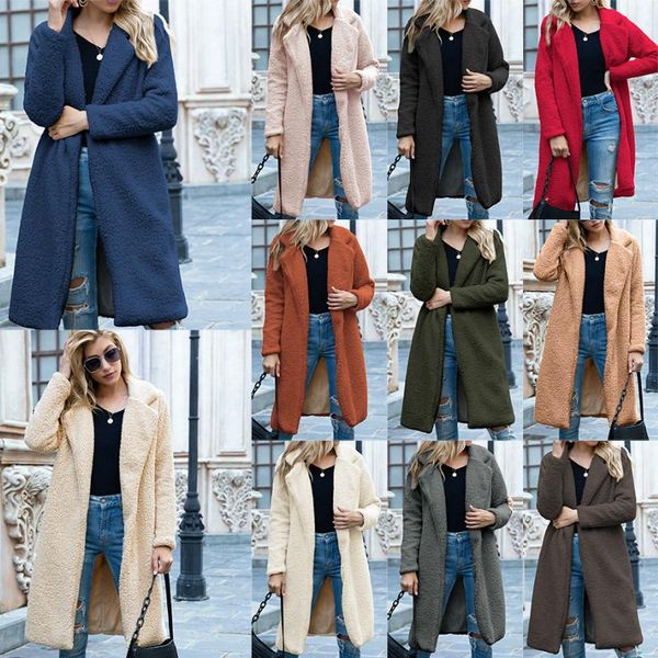 

2020 autumn winter faux fur coat women warm teddy bear coat ladies fur jacket female teddy outwear plush overcoat long, Black