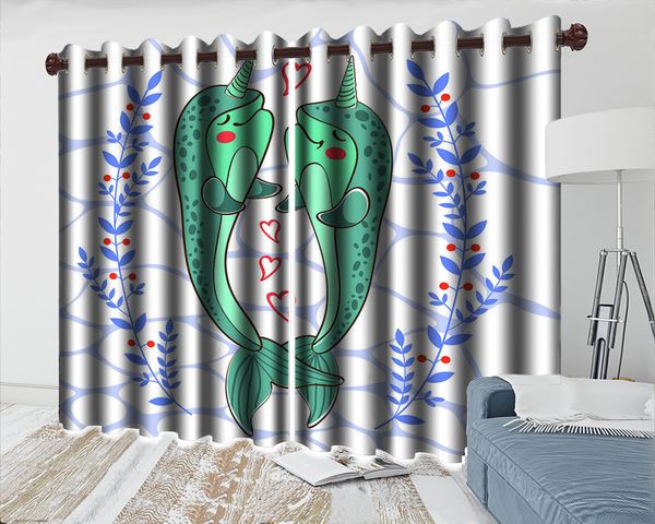 

3d curtain window 3d cartoon animal modern curtain cute dolphin living room bedroom practical blackout 3d curtains