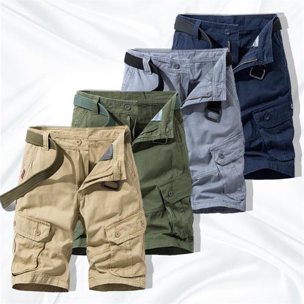 

men's shorts mens cargo summer for men work trousers knee length cotton multi-pockets bermudas tactical army1, White;black