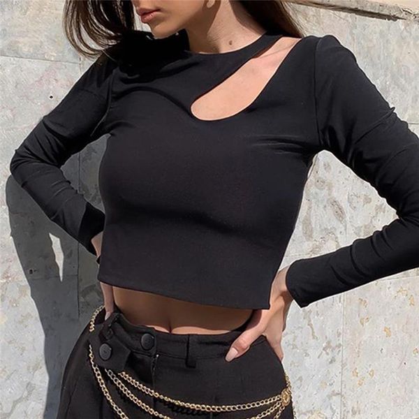 

women's t-shirt irregular halter tank women harajuku cropped long sleeve ruched black cami tees ladies summer party club, White