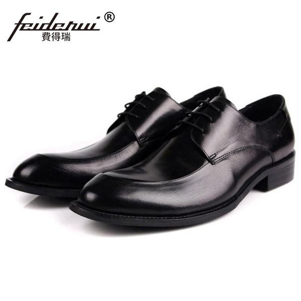 

2020 formal man derby dress shoes genuine leather designer oxfords comfortable men's handmade footwear hd23, Black