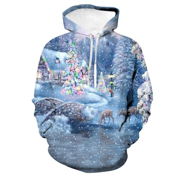 

christmas deer printed 3d толстовки с рождеством streatwear фестиваль tops родитель-ребенок одежды, Black