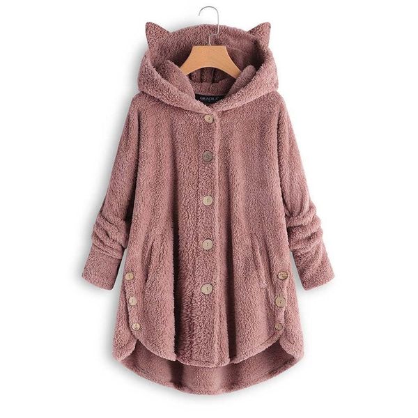 

2019 women teddy fleece sweater oversized 5xl korean cat hooded cardigan winter autumn warm fluffy coat sherpa sweaters, White;black
