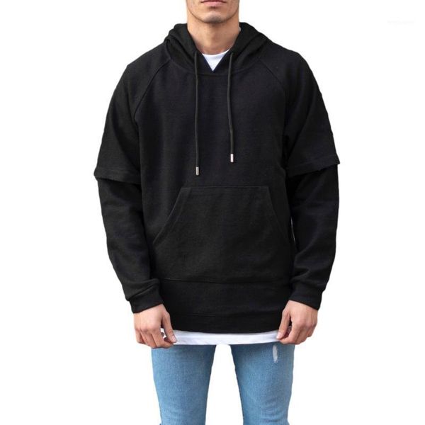 

oversize 100% cotton men's double sleeve hoodie black new style good price wholesale offer trend 20211