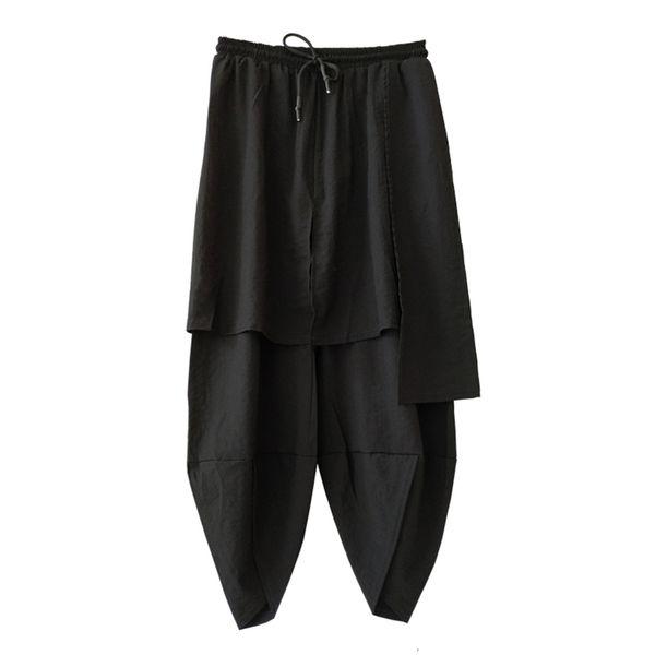 

2021 new s-6xl hairstylist summer thin flax linen of men's seven-minute haren pants 2jdb, Black