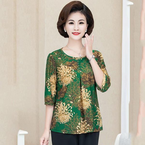 

2020 summer plus size blouse women half sleeve o neck slim floral print casual shirt ladies bluzki damskie chemisier femme, White