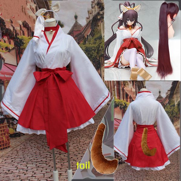 

anime costumes anime inu x boku ss girl cosplay costume female japanese lolita kimono dresses shirakiin riricho cosplay clothing with fox ta, Black