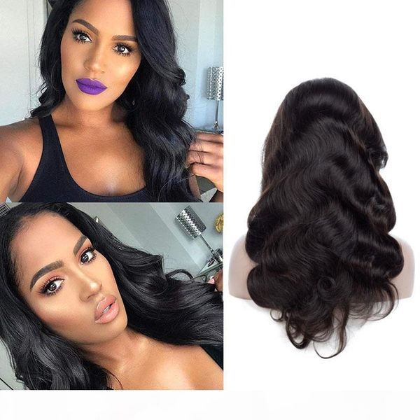 

peruvian human hair natural color body wave lace front wigs virgin hair body wave lace front wig with baby hair 8-24inch, Black;brown