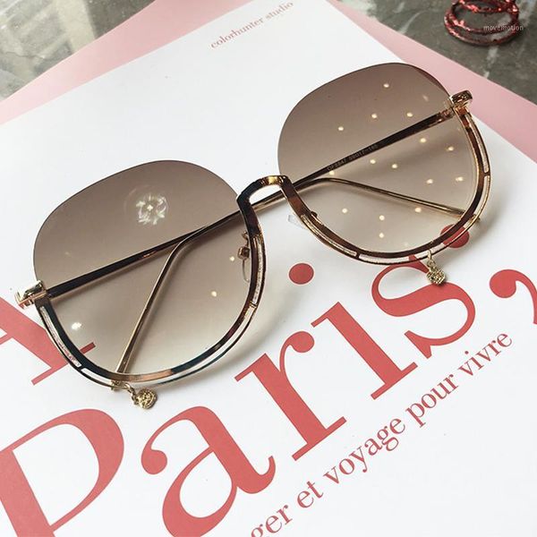 

women's sunglasses oval alloy half frame glasses woman vintage gradient lens sunglasses women 2020 trend designer1, White;black