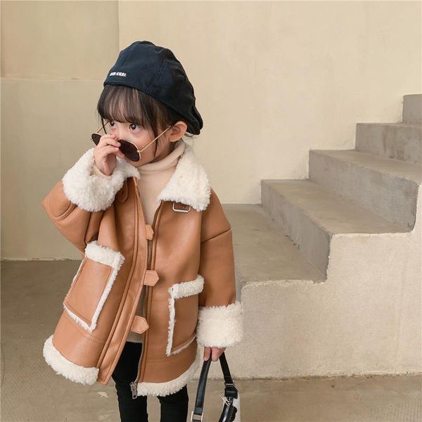 

down coat children autumn winter 2021 korean baby girl fur jacket plush, Blue;gray