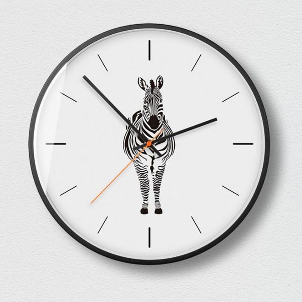 

zebra wall clock 3d nordic metal wall clock modern design for home decoration quartz super mute watch large on the wa1