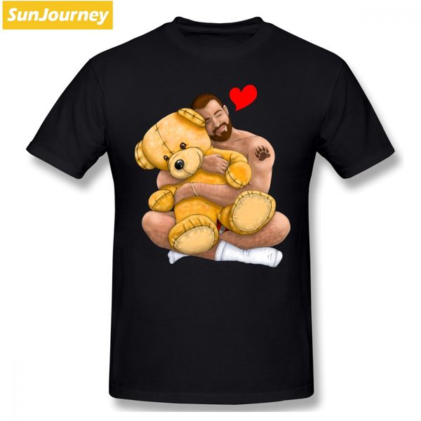 

bear hug gay men t shirt summer plus size cotton crewneck short sleeve men's shirts sport hooded sweatshirt hoodie