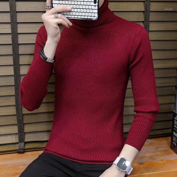 

turtleneck sweater men slim fit korean male winter turtle neck men's pullover jumper high neck casual knitted sweter 20201, White;black