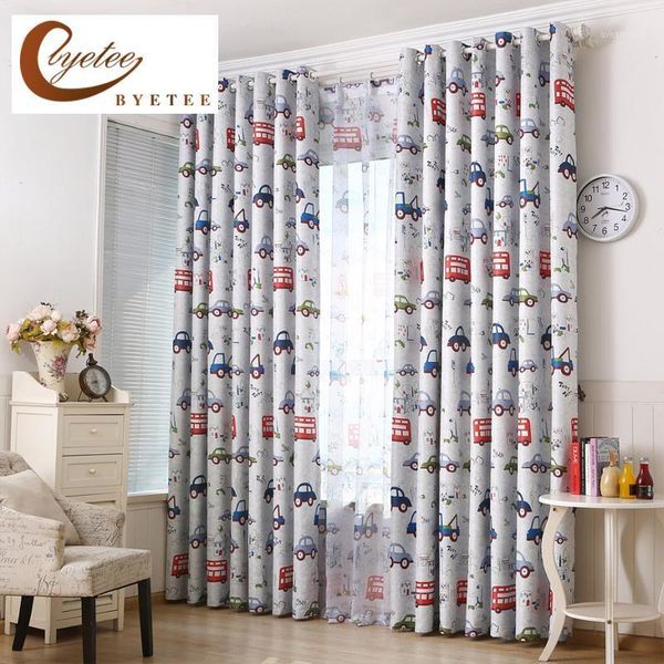 

[byetee] cars bedroom blackout kitchen curtains for children living kids door curtain baby room window boy curtain shade drapes1