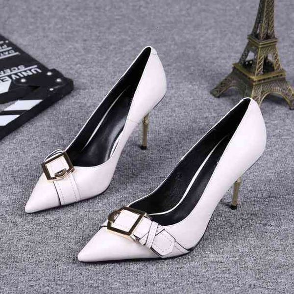 

party wedding luxury women pumps stiletto genuine leather t stage show slip-on buckle fashion lady eur hight heel 9 cm, Black