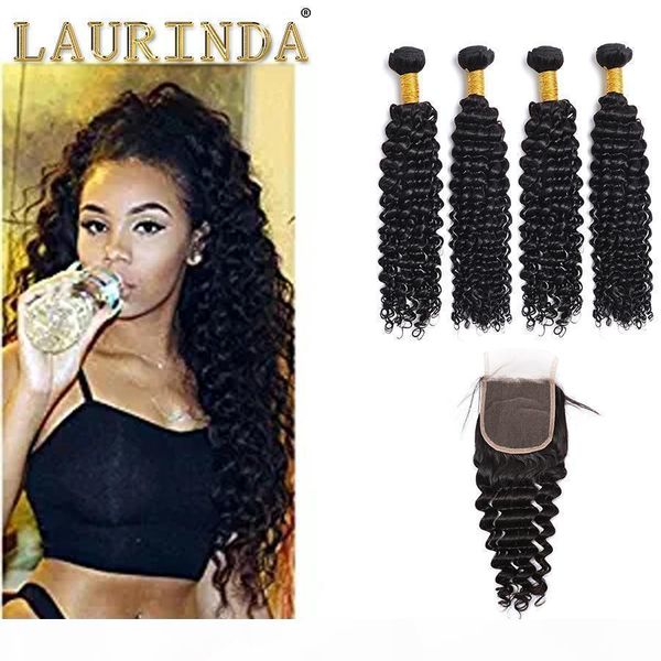 

7a mongolian deep wave curly 47a mongolian deep wave curly 3bundles with lace closure unprocessed deep wave mongolian human hair e, Black;brown
