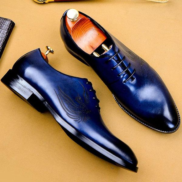 

italian men leather shoes business dress suit shoes men brand bullock genuine leather black dark blue laces wedding mens
