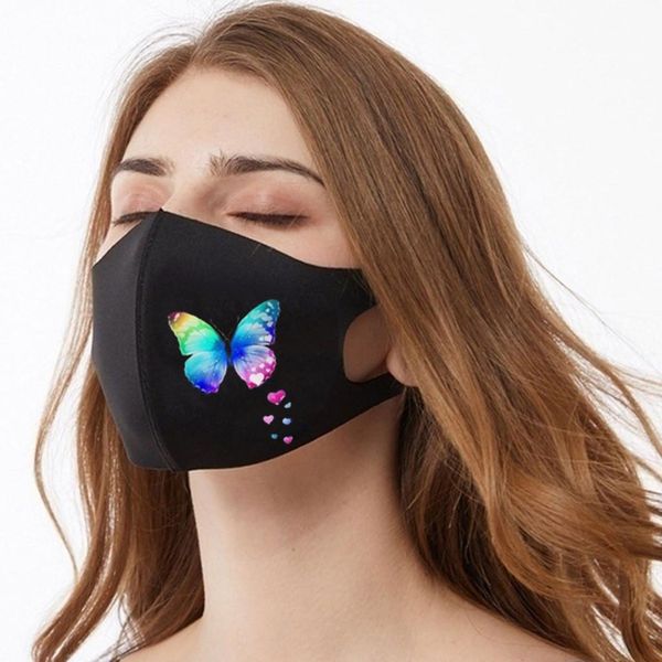 

womenbutterfly печати ткань маска многоразовый повязка бандана тушь tela маска ткань mascarillas cubrebocas tapabocas wmtnjx otsweet, Black