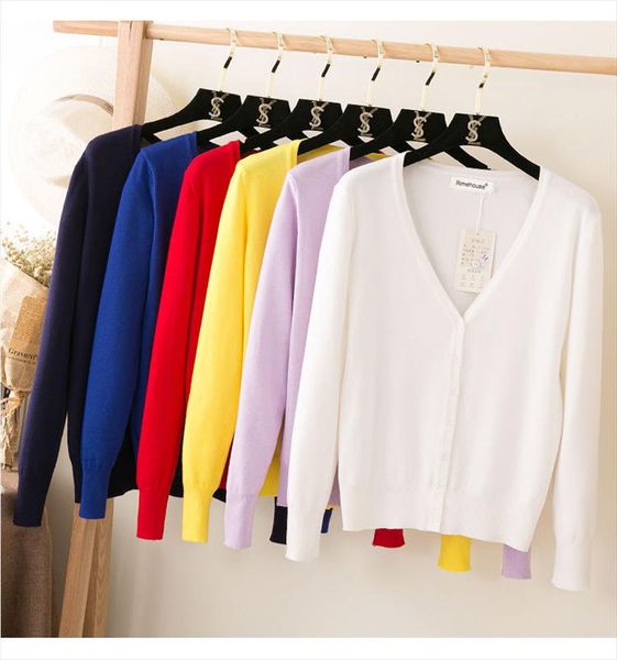 

4xl 5xl candy color sweater women cardigan knitted sweater coat long sleeve crochet female casual v neck woman cardigans, White;black